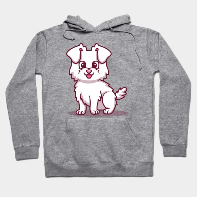 Cute Dog Sitting Cartoon Illustration Hoodie by Catalyst Labs